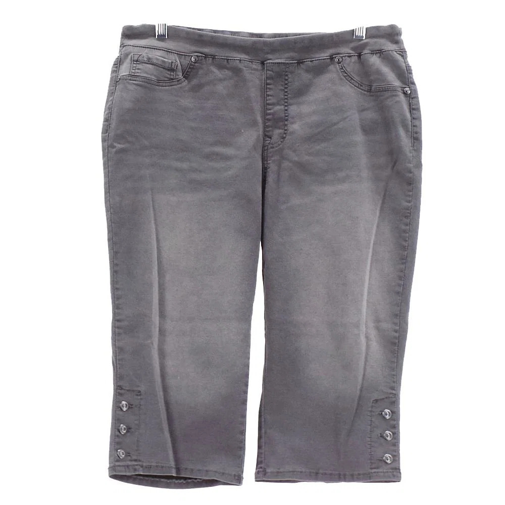 DG2 by Diane Gilman FLEXstretch Denim Pull-On Pedal Pusher Gray - Regular